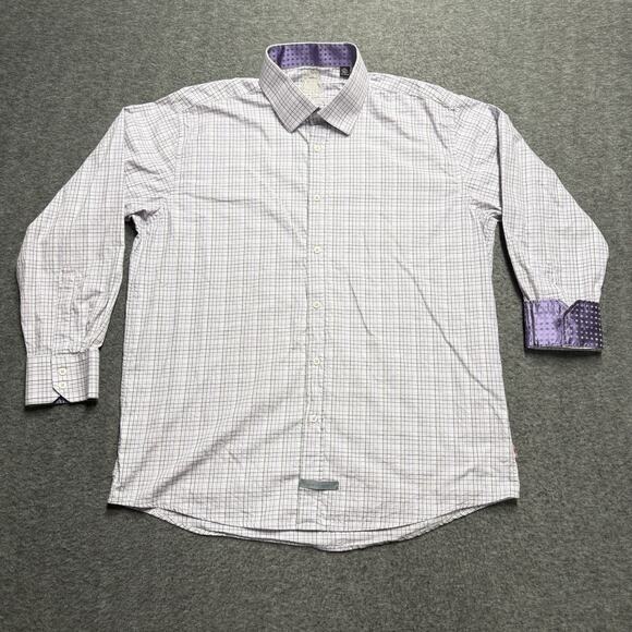 Lot of 4 English Laundry Dress Shirt Men's 17 34/35 Purple Blue Flip Cuff Logo - Picture 10 of 16